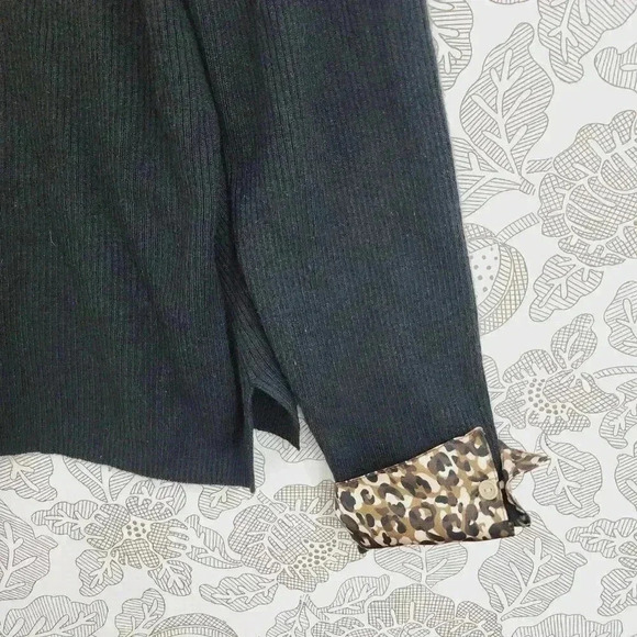 Lane Bryant Leopard Collar Pullover Ribbed Sweater Women's 18/20 Black Brown - Picture 3 of 7